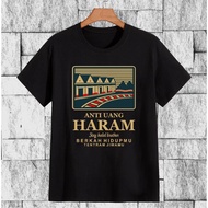 kaos distro keren plesetan kata//anti uang haram//kaos cowo kekinian//oversize//baju pria terbaru 20