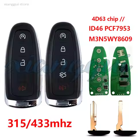 315/433Mhz M3N5WY8609 4D63 ID46-PCF7953 Chip Smart Control Car Remote Key for Ford Explorer Escape E