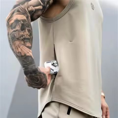 Men's Brand Gym Stringer Tank Top Men Bodybuilding Vest Cotton Sleeveless Shirt Fitness Vest Singlet