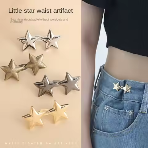 Portable Star Jeans Buttons Waist Adjust Reusable No-Sewing Metal Button Replacement Waist Buckle