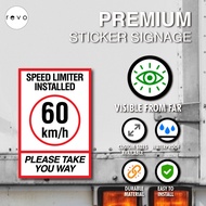Speed Limiter Installed Sticker 60km/h | Vehicle Safety Signage | Truck Van Lorry Decal Waterproof S