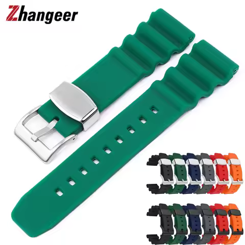 20mm 22mm Silicone Watchband Men Diver Waterproof Rubber Replace Bracelet Straps For Seiko Watch Wat