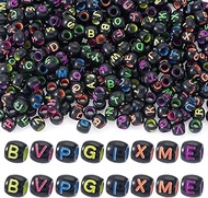 KISSITTY 300pcs Large Hole Barrel Letter Beads Acrylic European Initial Alphabet Beads Bulk 9mm for 