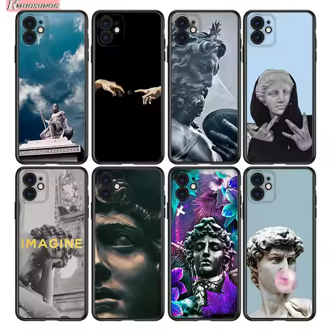 Art Statue Virgin Maria David For Apple iPhone 15 14 13 12 11 Pro Max Mini XS X XR 7 8 6 Plus 5S Sil