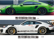สติกเกอร์ตกแต่งรถยนต์ Porsche GT3RS GT2RS ลายแถบสีสันสดใส ลายขอบประตู ตกแต่งด้านข้างของรถ วัสดุ PVC