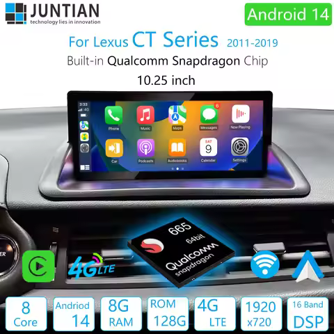 For Lexus CT 200 200h 2011-2019 LHD and RHD Qualcomm Chips Android 14 Car GPS Multimedia Carplay Aut