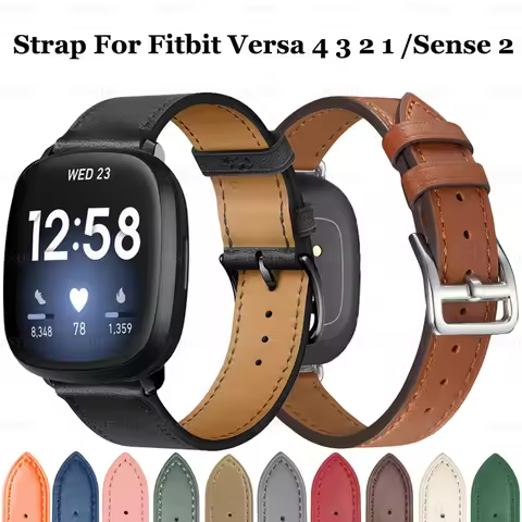 Leather Strap For Fitbit Versa 2 3 4 Lite Watch Band Wristband For Fitbit Sense / Sense 2 Correa Bra