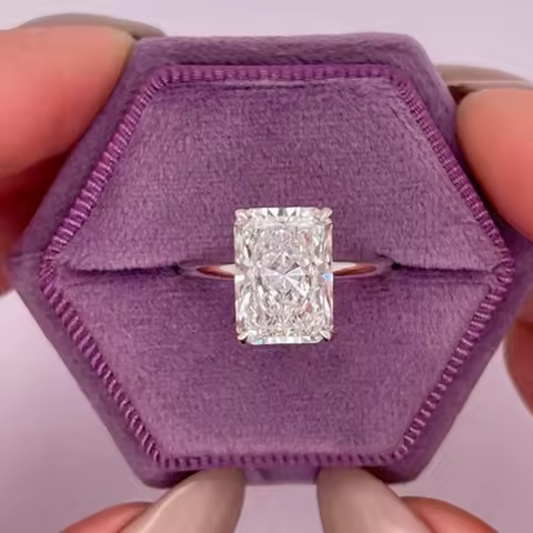 1-4CT Radiant Cut Moissanite Engagement Ring GRA Certified 925 Sterling Silver Solitaire Diamond Wed