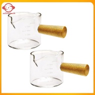 (su33322ou.th) 2Pcs Double Spouts Espresso Shot Glasses Measuring Glass Espresso Cups Cookware with 