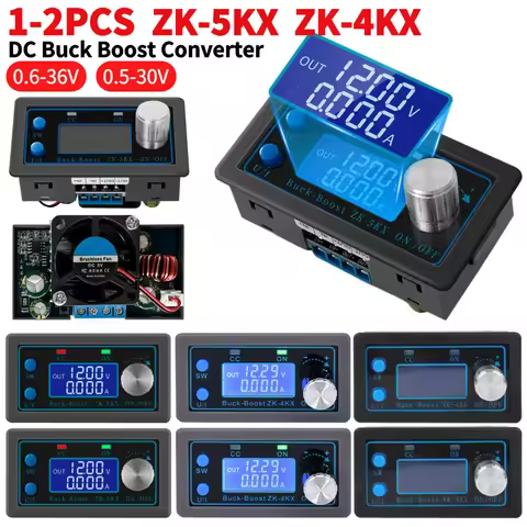 ZK-5KX ZK-4KX Buck Boost Converter 5A Max DC‑DC Buck Boost Regulator 0.6-36V 0.5-30V 80W LCD Display