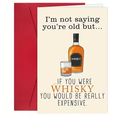 1pc,Funny Whiskey Birthday Card for Husband Older, 30th 40th 50th 60th 70th 80th 90th Birthday Card 