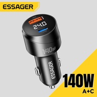 Essager PD140W Type C + USB AVoltage Digital Display Aluminum Alloy A+C Car Charger
