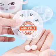 [Wholesale Price] Practical Travel Portable Pill Box With Lid / Mini Weekly Round 7 Grids Tablet Storage Box / Durable Sealed Medicine Dispenser Organizer