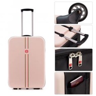 Syllere - 20吋粉紅色 超薄可摺疊行李箱 輕盈化妝箱 磨沙防刮工具箱 旅行 耐摔行李箱 顔色 粉紅色