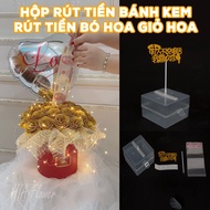 RETRACT BOX, CREAM CAKE, FLOWER BOUQUET, MONEY DRAWING BIRTHDAY GIFT, SURPRISE MEMORIAL