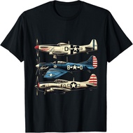 WW2 Warplanes B-17 P51 Mustang F4U Corsair Vintage T-Shirt