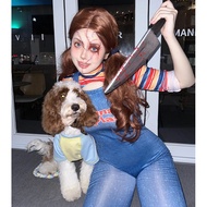 Halloween Ghost Doll chucky cos chucky Clothes Clown Back to the Soul chucky Skinny Sexy Overalls Su