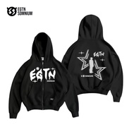 เสื้อกันหนาวซิปHoodie Boxyผู้ชายผู้หญิงUnisexดาวสีดํา | Boxy EGtn Crop Sweatshirt Hoodie Zipper สตรี