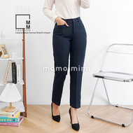 Celana Bahan Formal Wanita Celana Kerja Kantor Kancing Resleting Pinggang Karet Sisi Samping Semi Wo