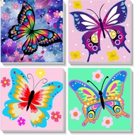 4 Pack Butterfly Paint by Number for Kids with Wooden Frame-Paint by Numbers for Kids Butterflies Ag