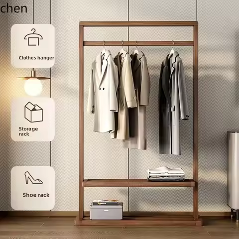 HT hanger floor-to-ceiling bedroom solid wood coat rack home living room hotel new Chinese hanger