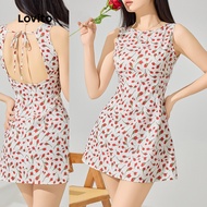 Boho Ditsy Floral Tie Back Dress for Women L123ED445