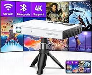 Mini Projector 4K, GooDee 1080P Support Pocket DLP Projector with WiFi and Bluetooth, Pico Portable Outdoor Movie Projector with Tripod&amp;Bag, Video Rechargeable Battery Short Throw for iPhone/Android