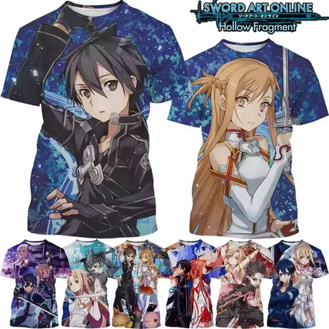 Print Sporty Quick-dry Breathable Men T-shirt Sword Art Online Animation Casual Harajuku Y2K Street 
