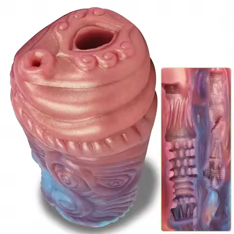 GEEBA Premium Realistic Animal Design Dual Channel Male Stroker Ultra-Soft Silicone Men's Masturbato