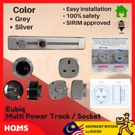 Eubiq Power Track Socket Reccesed Surface Universal 13A Socket Flexible USB Adapter Multi System