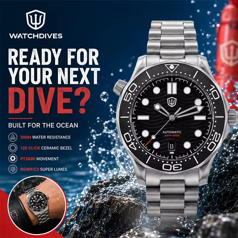 Watchdives Wd007 V4 Titanium Automatic Dive Watch SL3001 Sapphire Ceramic Bezel 200M Waterproof Lumi