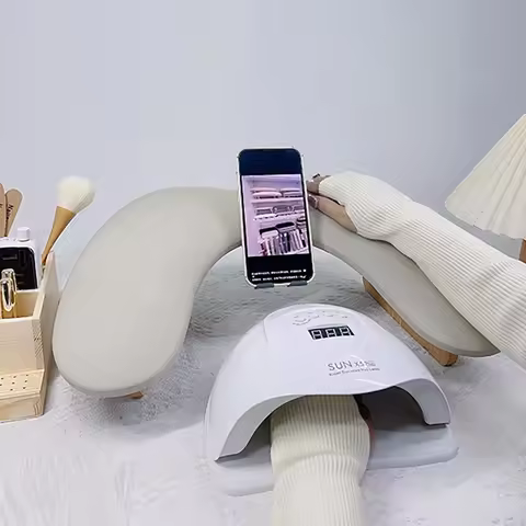 Nail Armrest, U-Shaped Nail Armrest with Phone Holder Fiber PU Leather Nail Hand Rest, Essential Too