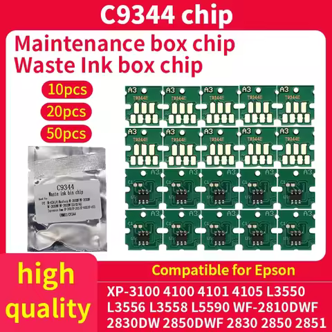 10~50pc C9344 Maintenance Box Tank Chip Compatible For Epson L3560 L3550 L5590 XP-2100 2105 3100 XP-