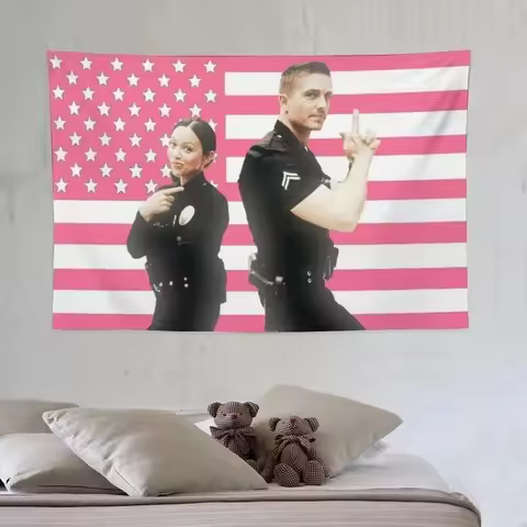 1pc The Rookie Lucy Chen & Tim Bradford Tapestry | Eric Winter Pink American Flag Printed Wall Art P