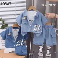 KEMEJA Kids'LS | Wholesale wholesale wholesale | 75-96A7 3 in 1 boys' shorts and jeans shirt outer w