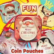 Metal Zipped Coin Pouches Santa Claus Earphone Goodie Bag Christmas Children Day Teachers Day Gift