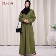 Jubah Muslimah Maxi Dress Solid Color Lace Up Slim Jubah Abaya Terkini 2023