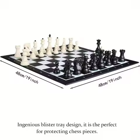 large 48cm/19inch folding chess set, with a special design for the enhanced pieces and made of PVC m