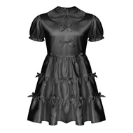 ZZOOI Mens Sissy Pseudo-girl dress Role Play Puff Sleeve Stain Dresses Turn-Down Collar Skirt with B