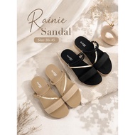 Kasut Sandal Wanita Rainie SM Women Plain Knitted Slip On Peep Toe Flat Slip-Resistant Multifunction