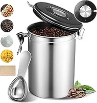 Airtight Coffee Canister with Date Tracker, 750g Capacity, Stainless Steel Storage Container for Cof