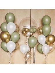 30 piezas/set aguacate verde Kit de guirnalda de globos con blanco brillante de color metálico globos para boda &amp; de fiesta de cumpleaños Decoración