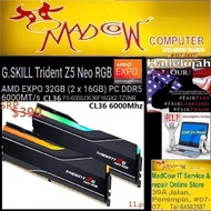 G.SKILL Trident Z5 Neo RGB AMD EXPO 32GB (2 x 16GB) PC RAM DDR5 6000MT/s, CL36 Dual Channel Kit Desktop Memory(L.T.W),