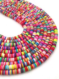 1 Hebra, 350 Piezas De 6 Mm, Cuentas Redondas Planas De Arcilla Polimérica Para Hacer Joyas De Bricolaje, Cuentas Espaciadoras Sueltas Para Pulseras, Collares Y Pendientes De Costura Diy Para Mujeres