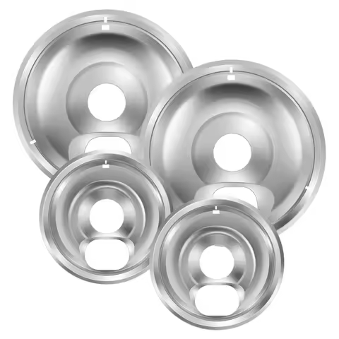 4Pcs Drip Pans Set with Chrome Coating Heat Resistant Drip Pan Round Stove Drip Pans Electric Stove 