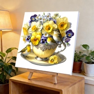 DIY Flowers Oil Painting Kit on Canvas 15.75x15.75inch Without Frame Paint by Numbers Kits Drawing P