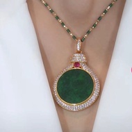 New Style Bamboo Jade Safe Buckle Pendant Necklace Round Plate Gold Pendant Nothing Card For Friends