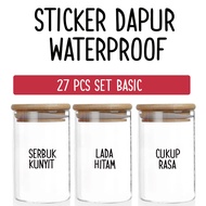 Sticker Dapur Waterproof Kitchen Label 27pcs Ready List Saiz 3cm x 5cm
