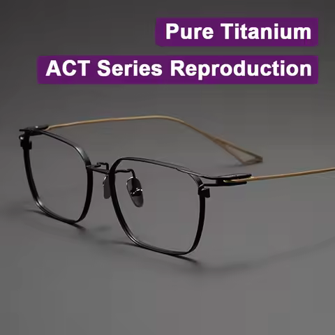 Japanese Blade Design Replicas ACT Series Luxury Pure Titanium 9.9g Lightweight Glasses Frames Man E
