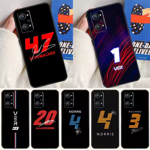 F1 Formula 1 Number For Realme 10 11 Pro Plus GT Neo 5 2T C21Y C30 C31 C33 C35 C55 OnePlus Nord CE 2